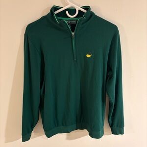 Masters Collection | Quarter Zip Pullover Luxury Cotton - Green ; Mens Small